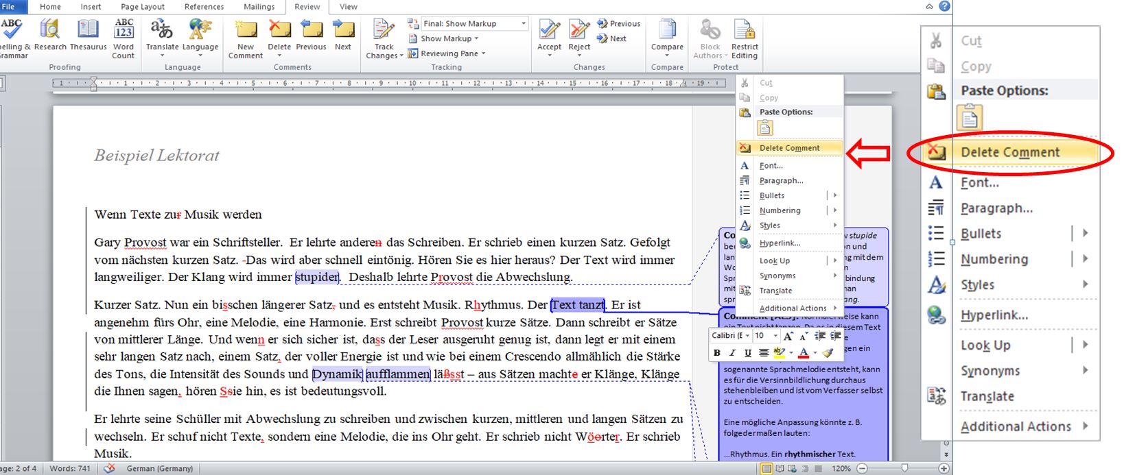FAQ_ÜDiAL_Delete a comment in Word file_Image 1